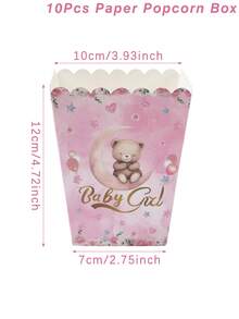 10 件粉色熊款食品盒、爆米花盒、炸薯条盒、礼品包装盒糖果袋适合生日派对装饰和家庭电影之夜 - 粉紅色蝴蝶 - 查看 3