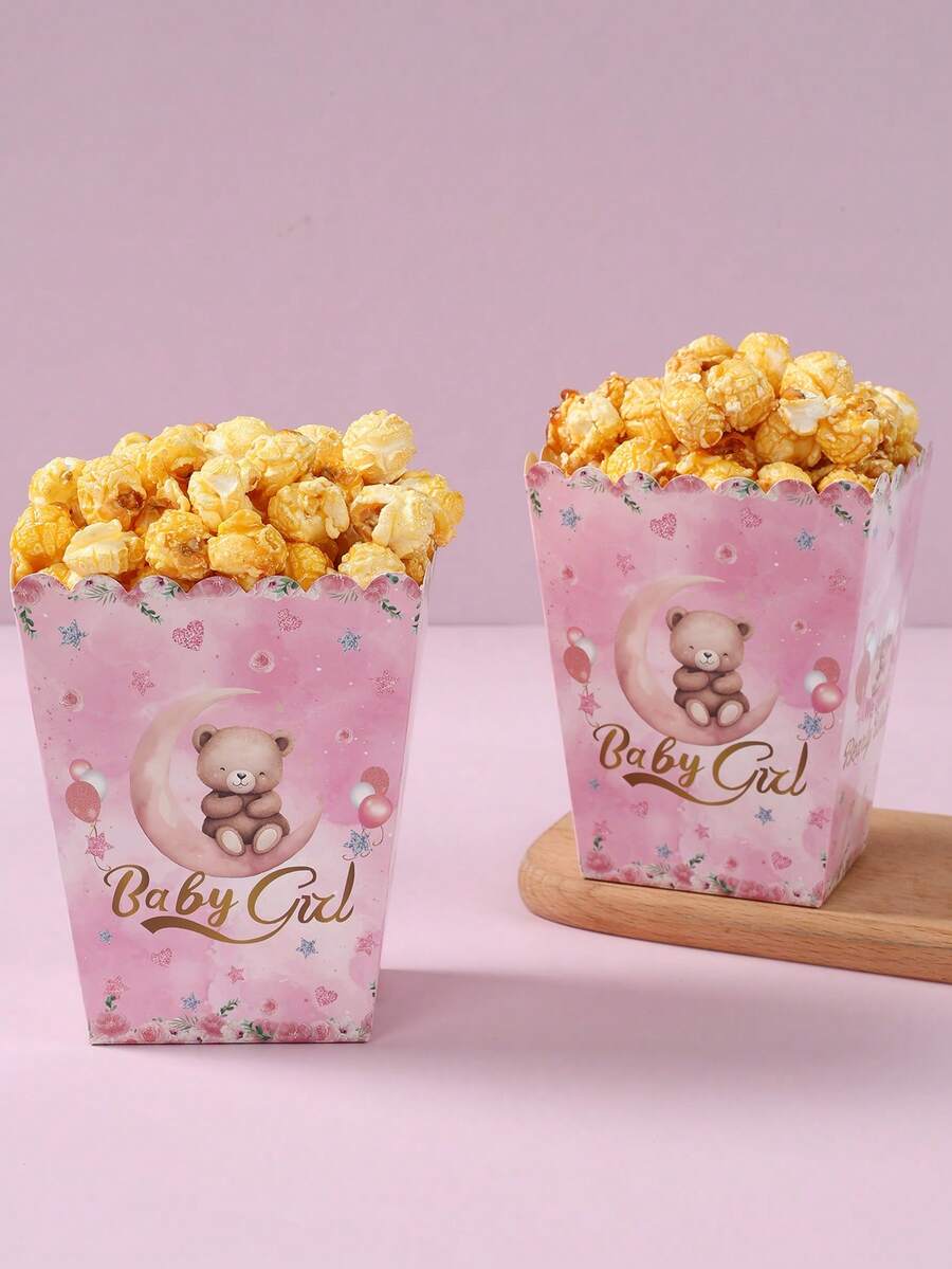 10 件粉色熊款食品盒、爆米花盒、炸薯条盒、礼品包装盒糖果袋适合生日派对装饰和家庭电影之夜 - 粉紅色蝴蝶 - 查看 1