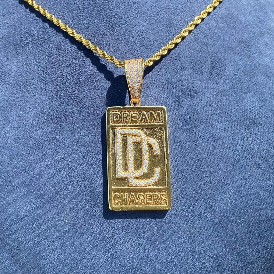 DUBSS 1 Piece Iced Out Dream Catcher Pendant Necklace For Men  Plated Cubic Zirconia Hip Hop Jewelry - Letter - View 1