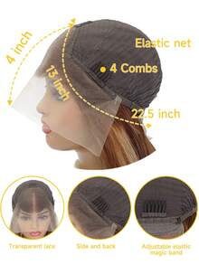 Tóc giả ren phía trước làm nổi bật ombre bằng tóc thật 13x4 sóng cơ thể P4/27 Tóc giả màu Tóc thật màu vàng mật ong 13x4 sóng cơ thể Tóc giả ren phía trước 180% được nhổ sẵn với tóc giả cho phụ nữ - SP4/27 - Xem 5