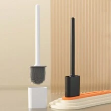 1pc Silicone Toilet Brush, Small Compact Cleaning Brush For Home, Detachable Long Handle, Breathable, Flat Head, Soft Silicone Bristles, Quick Drying, TPR - Multicolor - View 5