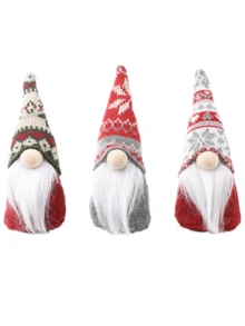 1 Pieza/3 Piezas Decoraciones de Navidad, Sombrero de Punto de Copo de Nieve Muñeco Viejo del Bosque Ornamentos, Al lado del Árbol de Navidad Muñeco sin Rostro Creativo, Decoración de Escena, Fiesta Festiva Decoración del Hogar, Halloween, Decoración de Halloween