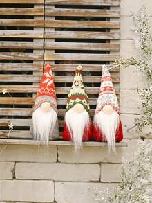 1 Pieza/3 Piezas Decoraciones de Navidad, Sombrero de Punto de Copo de Nieve Muñeco Viejo del Bosque Ornamentos, Al lado del Árbol de Navidad Muñeco sin Rostro Creativo, Decoración de Escena, Fiesta Festiva Decoración del Hogar, Halloween, Decoración de Halloween