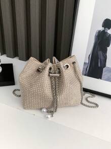 New Fashion Rhinestone Chain Women Shoulder Bag Mini Crossbody Bag Metal Chain Lightweight, Party Bag Perfect For Party Wedding Prom Dinner/Banquet Matching With Holiday Party Dress Evening Dress & Sequin Dress, Glamorous Rhinestone Bag