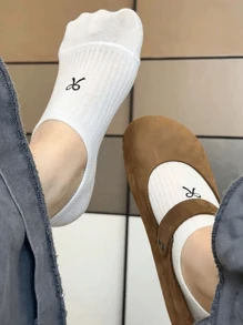 5 双女士袜子甜美蝴蝶结简约船袜隐形袜踝袜情人节 - 蝴蝶結刺繡 - 查看 3