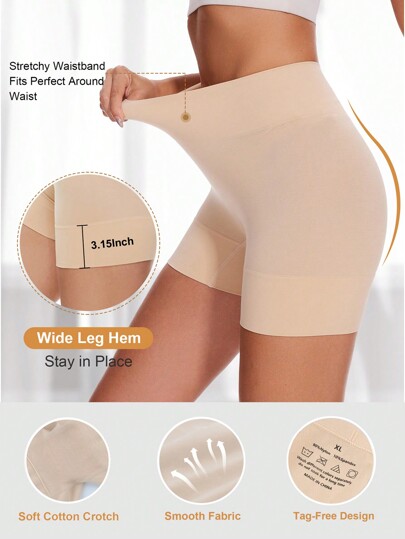 Pantalones cortos sin costuras para mujer ideales para usar debajo de vestidos, pantalones cortos de shapewear lisos y suaves para prevenir rozaduras