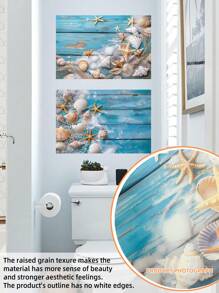 1 套海滩海岸贝壳椰子树浴室贴花墙贴，客厅卧室家居装饰，贴纸，墙贴，乙烯基贴花用于家居装饰，春季装饰品让您的家焕然一新，节日装饰贴纸礼物生日毕业