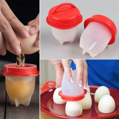 4/6pcs Non-Stick Silicone Egg Poachers - Easy Boil & Steam Kitchen Gadgets For Perfectly Cooked Eggs
