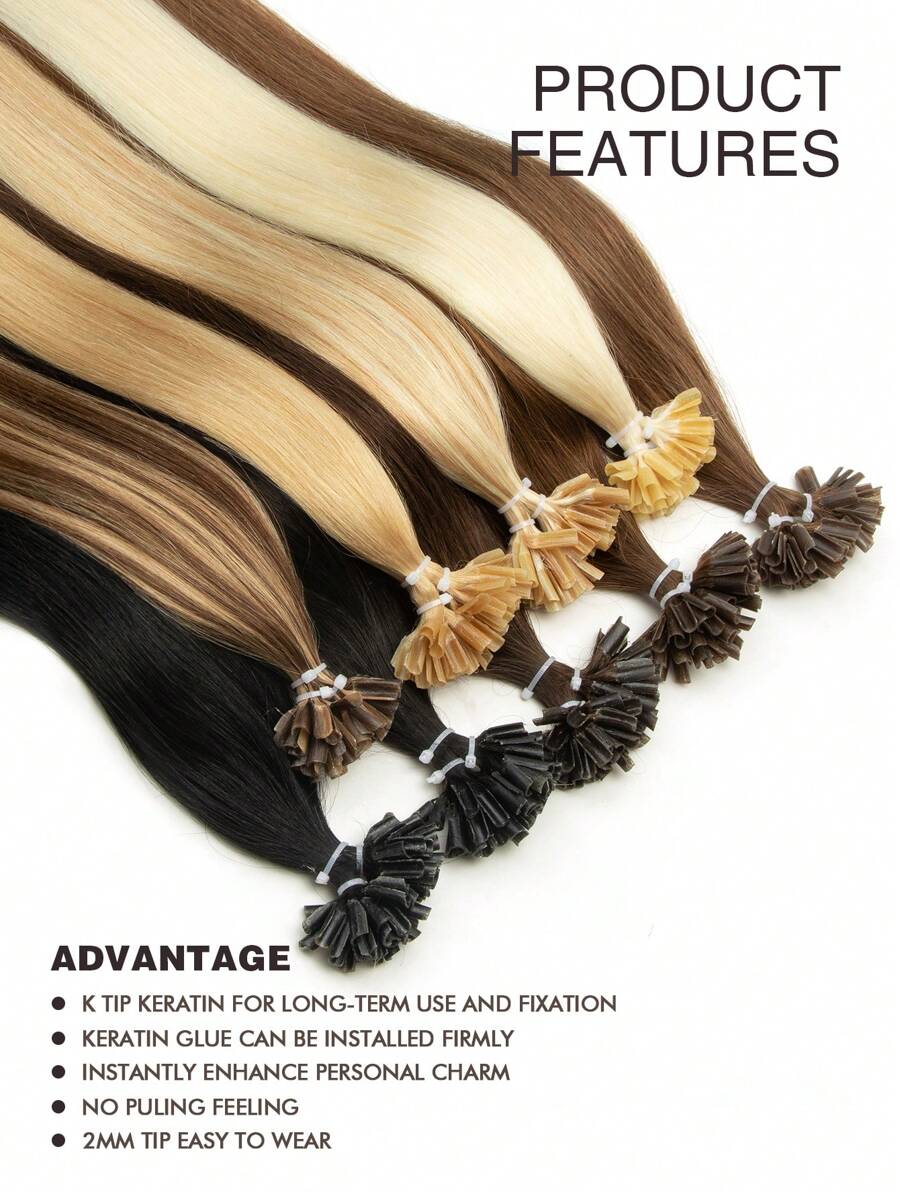 50 Pcs U Tip Hair Extensions Human Hair Extensions Color 27 Caramel