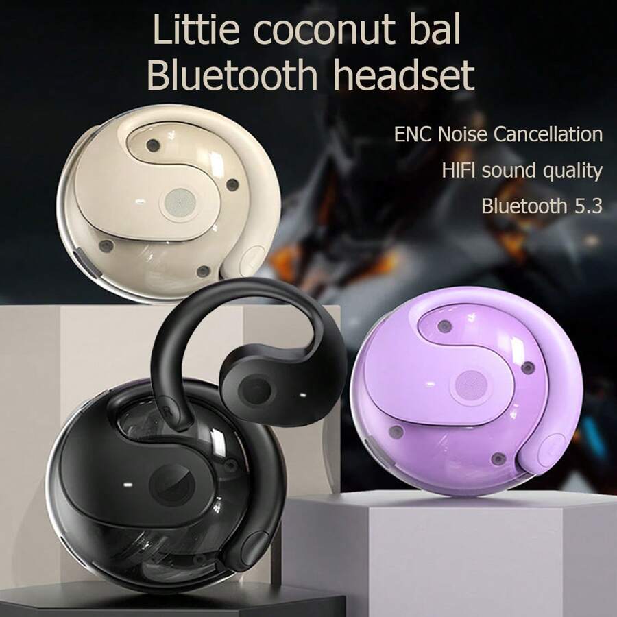 挂耳式蓝牙耳机 开放式耳塞 V5.3 智能降噪 挂耳设计 立体声 超长续航 低延迟 HIFI多重低音 高清立体声通话 兼容和安卓运动耳机