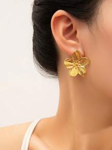 2 件/套大花耳环，18K 镀金不锈钢波西米亚风格女式耳钉 - 花 - 查看 6