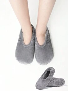 1 Pair Fleece Floor Leg Warmers, Solid Color, Warm, Soft, Thick, Non-Slip, Quiet Sole For Autumn/Winter, Cozy Socks - Grey - View 7