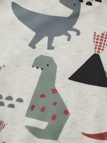 Sweatshirt met lange mouwen en cartoon-dinosaurusprint voor jonge jongens, modieus voor herfst/winter
