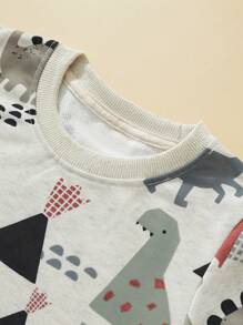 Sweatshirt met lange mouwen en cartoon-dinosaurusprint voor jonge jongens, modieus voor herfst/winter