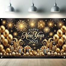 2025 Happy New Year Party Banner -71x43 Inch Polyester Fiber, Suitable For Outdoor And Family Celebration Activities,Christmas - Multicolor - View 1