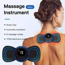 Neck Massager LCD Display EMS Electric Cervical Massage Patch Low-Frequency Pulse Muscle Stimulation Pad For RelaxationBattery Capacity: 150mAh - Black - View 2