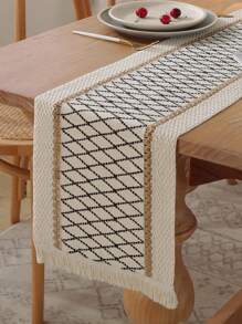 Caminho de mesa Boho Caminhos de mesa de macramê, para decoração de casa Caminho de mesa de macramê creme e marrom com borlas, para jantar Boho, decoração de quarto, chá de panela, decoração de mesa de outono