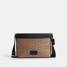 Coach Outlet |  Outlet District Crossbody Bag In Signature Canvas - Tan/black - View 1