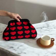 Elegant Striped Colorblock Clutch Bag - Cosmetic Bag Large, Durable, Multifunctional Women's Beach Bag, Summer Wallet Elegant Women's Bag, Suitable For Daily Use And Holiday Occasions Mother's Day Gift, Wedding Season Souvenir Bag - Red - View 7