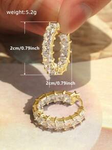 1對兒童優雅立體氧化鋯石圓環耳環，適用於女孩日常裝飾與派對珠寶饰品生日禮物 - 1# - 查看 11