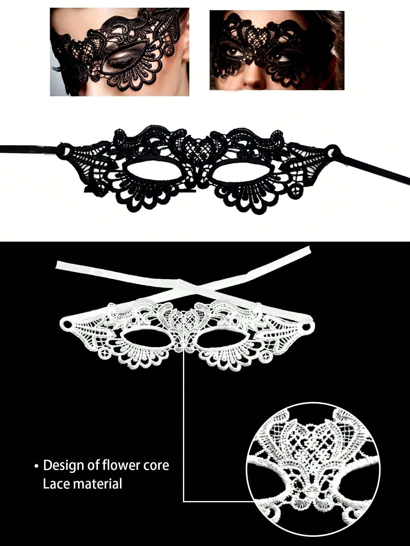 Embroidered Lace Filigree Eyemask Adult Black Masquerade Costume Accessory
