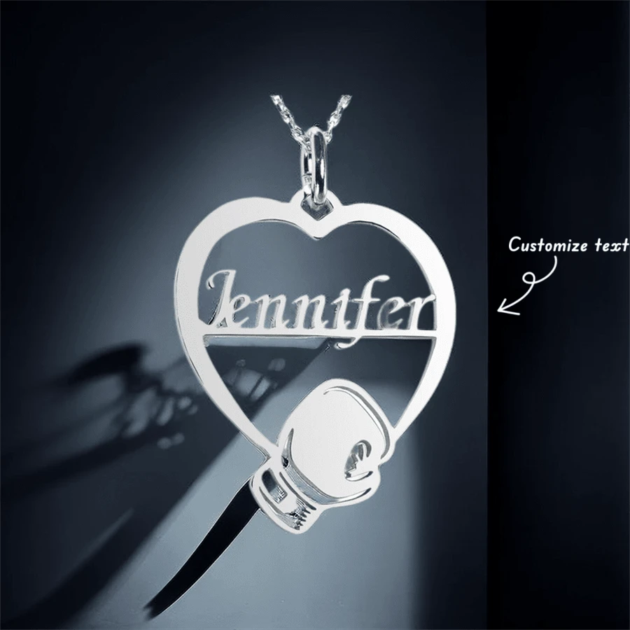 1 chiếc vòng cổ tùy chỉnh cá nhân cho nam và nữ, găng tay đấm bốc hình trái tim, mặt dây chuyền hình trái tim, vòng cổ tên chữ cái tiếng Anh có thể tùy chỉnh, quà tặng Giáng sinh, ngày lễ tình nhân, sinh nhật, kỷ niệm - Nhiều màu - Xem 1