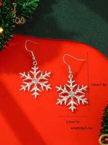 1pair Christmas Snowflake Pendant Earrings - Silver - View 3