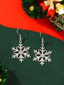 1pair Christmas Snowflake Pendant Earrings - Silver - View 2