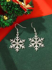 1pair Christmas Snowflake Pendant Earrings - Silver - View 5