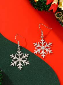 1pair Christmas Snowflake Pendant Earrings - Silver - View 6