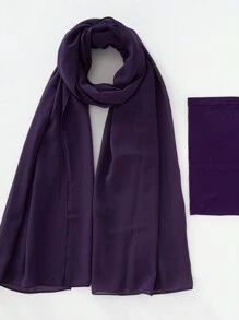 2 件/套涤纶纯色透气弹力渔夫帽和配套雪纺珍珠围巾头巾，适合 4 季