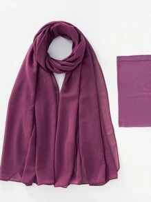 2 件/套涤纶纯色透气弹力渔夫帽和配套雪纺珍珠围巾头巾，适合 4 季