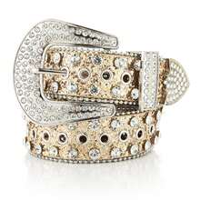 Women's Y2K Crystal Rhinestone Studded Leather Belt, Wide Sparkling Alloy Buckle Fashion Punk Crystal Eyelet Decor Versatile Belt - 3.8 Edge Beads Are Eye-catching - View 23