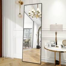 Gương toàn thân 71"X26" có chân đế, Gương sàn khung hợp kim nhôm lớn, Gương toàn thân treo tường, Gương trang trí nhà hiện đại & Trang trí treo tường phòng khách, phòng ngủ, Quà tặng Giáng sinh & Ngày lễ – Màu đen - màu đen - Xem 5