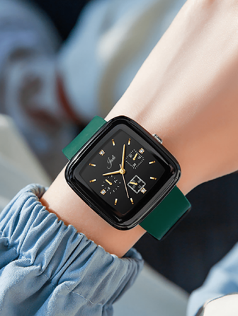 Women's Silicone Strap Sports Watch Stylish Square Quartz Watch With Full Functions For Women, Girls And Boys