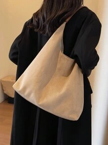 Set de 2 bolsos tote con monedero, bolso de hombro de gran capacidad informal, bolso de mano bicolor para mujer, versátil para el uso diario - Beis - Ver 5