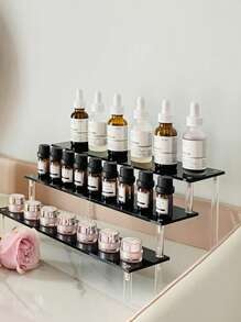 1 pieza Organizador de maquillaje escalonado de acrílico, estantes multinivel para exhibir perfumes, cuidado de la piel y cosméticos en la sala de estar, baño, dormitorio, decoración del hogar, para vacaciones en la playa, colección de baño, colección de dormitorio, gran capacidad