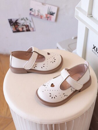 Children Brown Leather Shoes,Toddler Girls Beige Flats