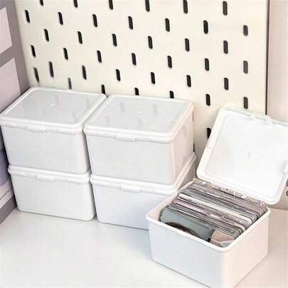 1 件白色塑料翻盖收纳盒，用于收纳发夹、珠宝、卡片和小物品