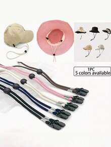 1 件装帽子下巴绳固定帽子带夹子可调节防风帽子固定绳帽子专用棒球帽防风绳渔夫帽太阳帽通用帽绳 - 彩色 - 查看 9