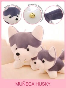 1 Piece 8INCH Super Cute Plush Husky Dog Toy - Black - View 2