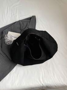 1个大容量纯色麂皮手提包，女士休闲单肩包，时尚单肩斜挎包，适合女士日常使用，最新款女士时尚麂皮包 - 黑色 - 查看 7