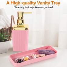 Bathroom Accessories Set, 9 Pieces Pink Bathroom Sets Complete With Toothbrush Holder, Trash Can, Lotion Soap Dispenser, Toothbrush Cup, Vanity Tray, Soap Dish, Toilet Brush, Qtip Holder For New Home Bathroom Accessories Bathroom Organizer Bathroom Decor Summer Back To School Storage - Pink - View 7