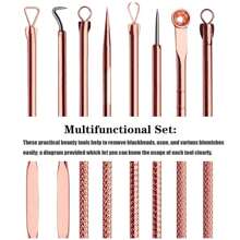 4 Pieces Professional Acne & Blackhead Remover Tool Kit - Includes Blackhead Extractor, Pimple Needle, Comprehensive Facial Cleansing Tool (Rose Gold 4 Pieces Set)