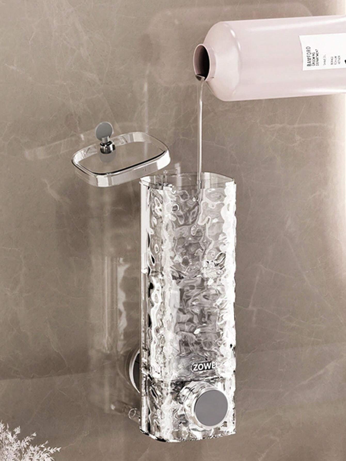 1pc NoDrill Suction Cup Liquid Soap Dispenser, WallMounted Shower Gel