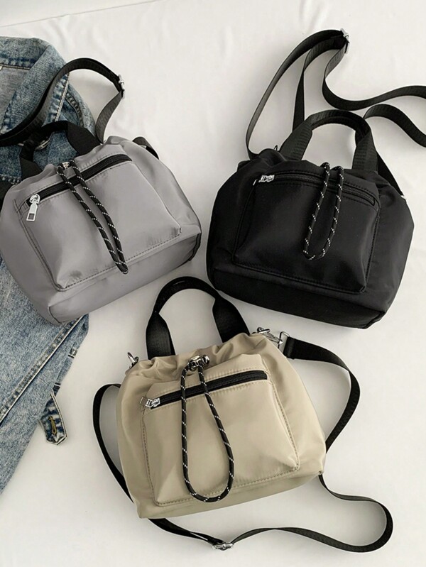 Bolsa De Balde De Água Portátil Casual Diária Para Mulheres, Sacola De Mensageiro Pequena Impermeável De Ombro E Transversal Em Nylon Sólido