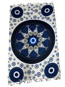 Greek Eye Printed Polyester Sarong - 藍白色 - 查看 1
