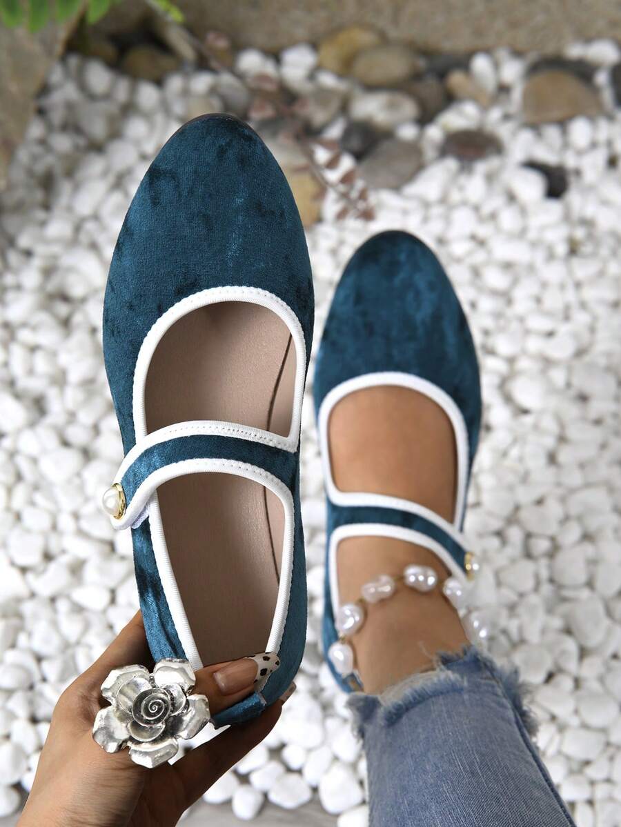 European & American New Fashion Velvet Mary Jane Work Shoes For Women