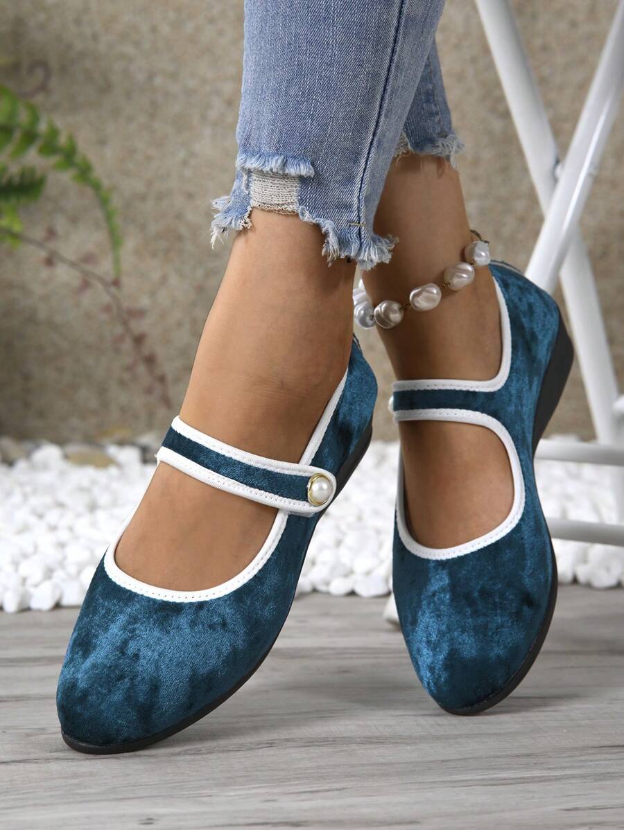 European & American New Fashion Velvet Mary Jane Work Shoes For Women