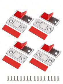 4pcs Ultra-thin Cabinet Door Magnets, Drawer Cabinet Door Magnetic Catch Adhesive Latch Lock, Kitchen Cupboard Door Magnetic Soft Catch Closer - Silver - View 2